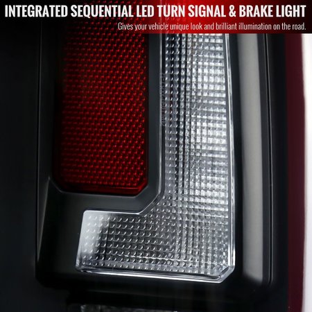Spec-D Tuning LED TAILLIGHT MATTE BLACK HOUSING AND CLEAR LENS, 2PK LT-DEN07JRLED-SQ-RS